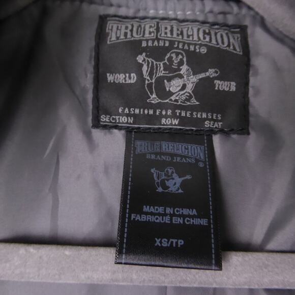 True Religion Varsity Jacket Womens SZ XS Leather Sleeves Wool Blend Body EUC - Picture 7 of 10